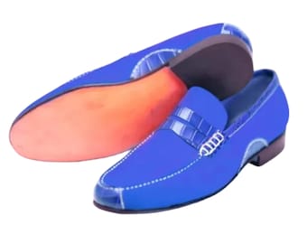 Bespoke Handmade Men Blue Shoes Mokasyny Formalne Zamszowe Mokasyny Męskie Buty