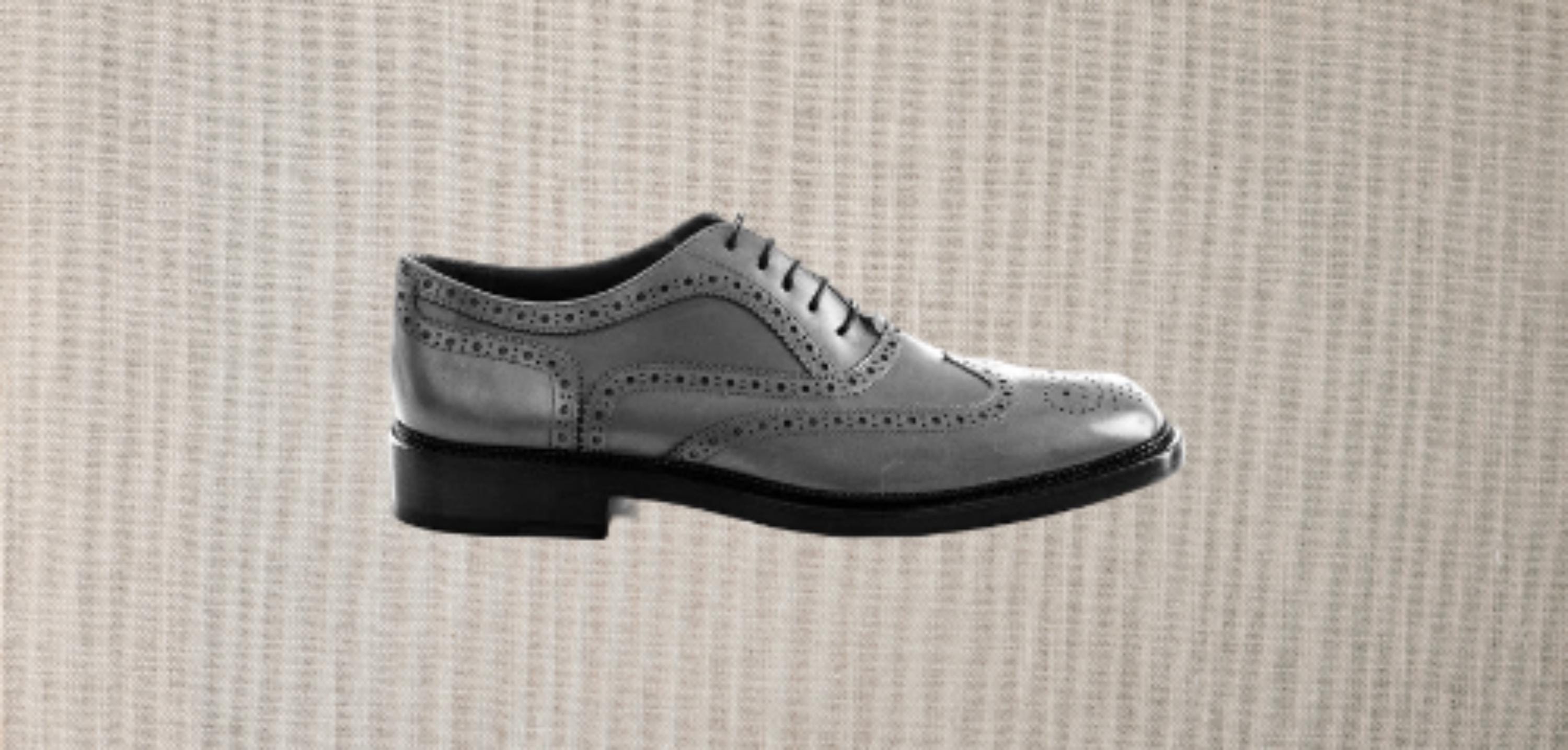 New Handmade Gray Leather Italian Men's Dress Shoes, Silver Oxford