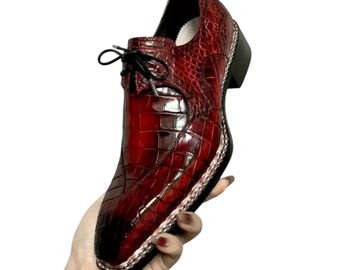 Scarpe da uomo fatte a mano in pelle bordeaux con lacci, stivaletti formali nuovi