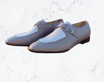 Merkloze nieuwe handgemaakte leren bovengrijze geklede schoenen voor heren