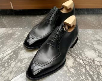 Ręcznie robione czarne skórzane buty wizytowe: formalne buty do biura