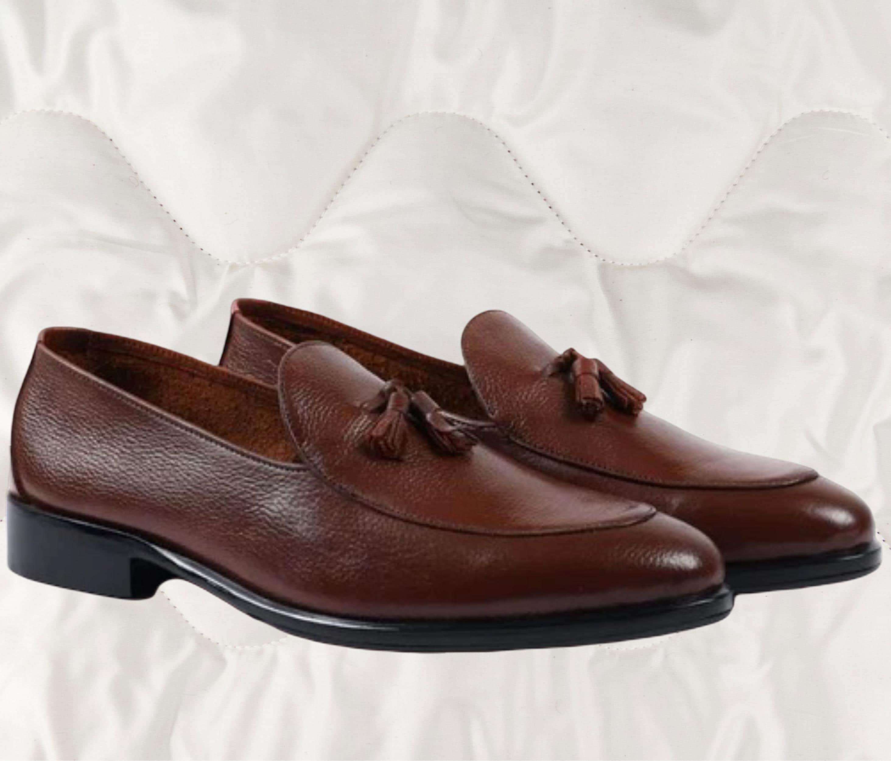 mens brown tassel dress shoes Sestri Tassel Loafer Brown Leather