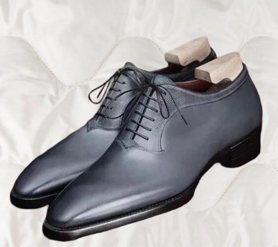 HandMade Men's Gray Color Leather Wholecut Oxford Dress And Formal Shoes Men