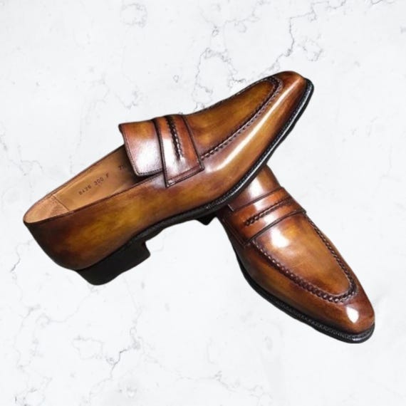 Handmade Leather Shoes Men Brown Penny Loafers Formal Casual Dress Shoe  Boot - Etsy