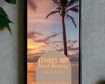 Couples Trip Evite | Travel Itinerary Planner | Weekend Schedule | Editable Canva Template | Punta Cana Vacation | Couples Getaway |