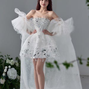 short white dress with diamonds Marbella Sequin Embellished Scoop Neck Mini Dress White