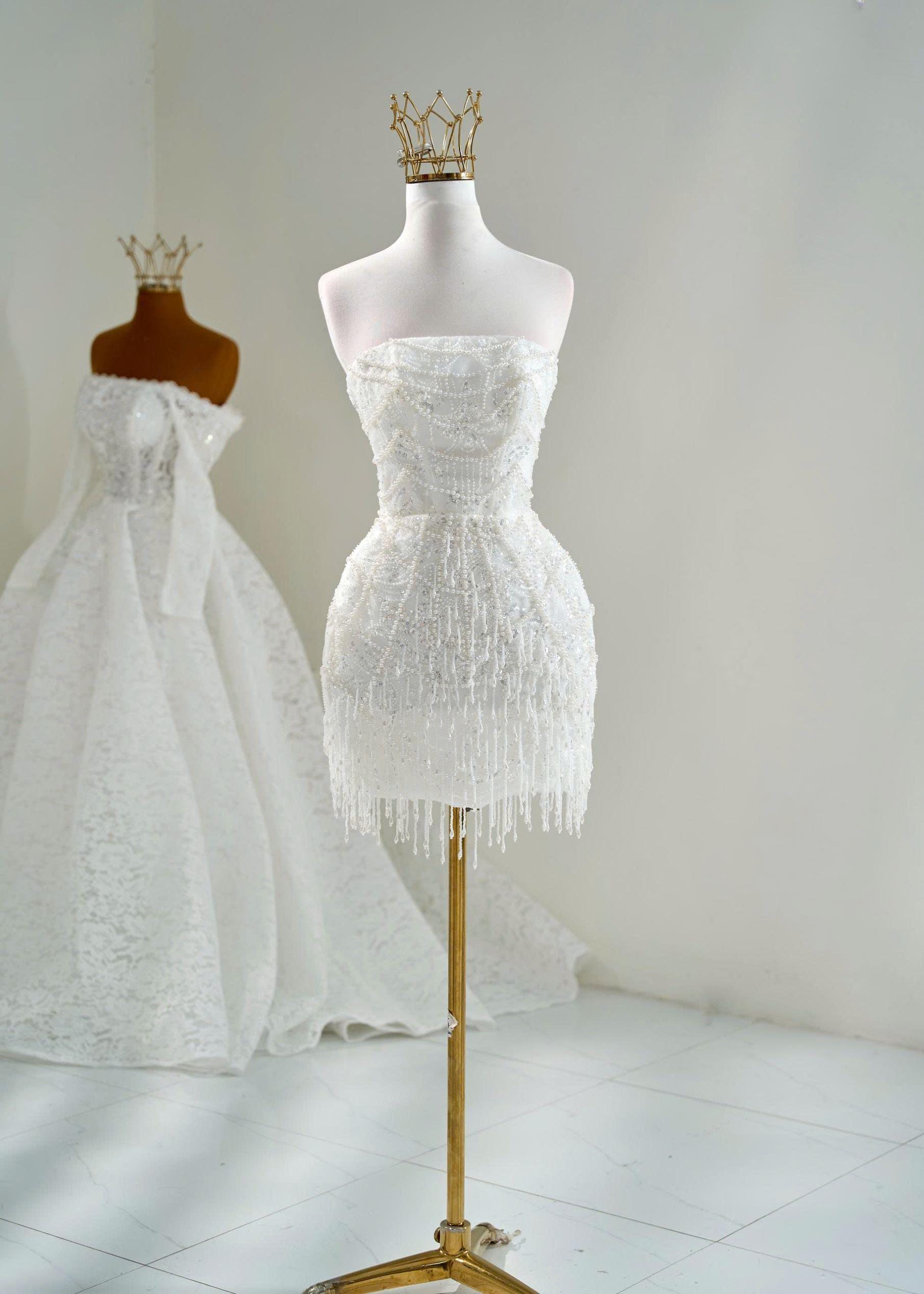 White Beaded Wedding Mini Dress - Etsy