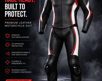 Leren motorracepak heren – CE-gepantserd trainingspak uit één stuk