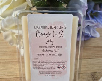 Erdbeer Mandelmilch & Vanille duftende Sojawachs Melt | Stark duftend | Vegan Freundlich | 78g Muschel