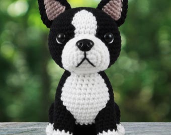 Boston Terrier Crochet Pattern, Amigurumi Dog Puppy, Instant Digital Download