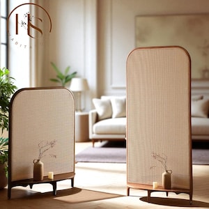 Rattan Room Divider, Room Privacy Screen, Paravento, Freestanding Screen,  Solid Wood Partition, Decorative Panel Partitions