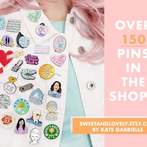 Sass the patriarchy feminist enamel lapel pin / Buy 3 Pins Get 1 Free with code PINSGALORE / pink and green image 3
