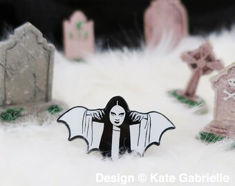 Halloween Mark of the Vampire Luna glow in the dark enamel lapel pin / Buy 3 Pins Get 1 Free with code PINSGALORE