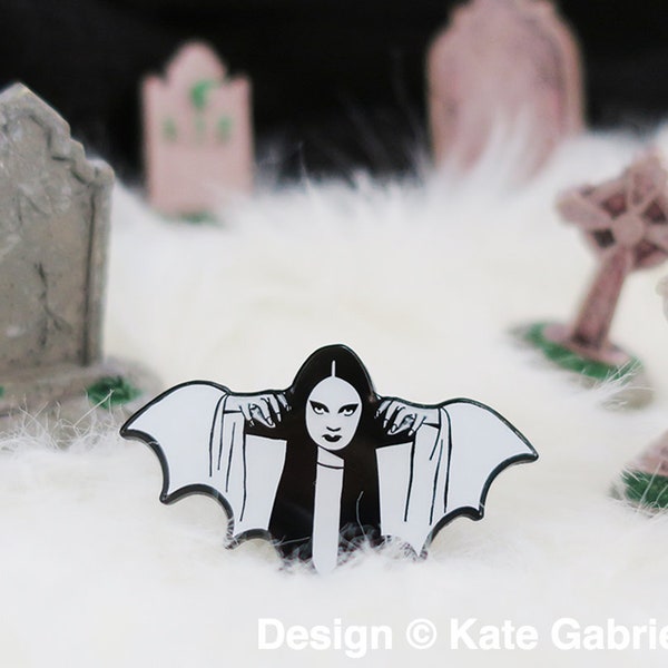 Halloween Mark of the Vampire Luna glow in the dark enamel lapel pin / Buy 3 Pins Get 1 Free with code PINSGALORE