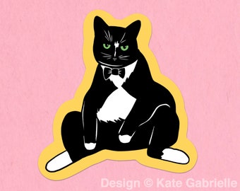 Black and white tuxedo cat sticker / Buy 3 Stickers Get 1 Free with code FIDDLESTICKS