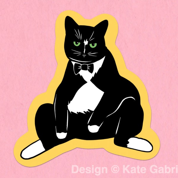 Black and white tuxedo cat sticker / Buy 3 Stickers Get 1 Free with code FIDDLESTICKS