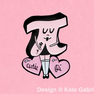 Cutie Pi Enamel Lapel Pin // Pi day math geek jewelry / Buy 3 Pins Get 1 Free with code PINSGALORE - black/pink