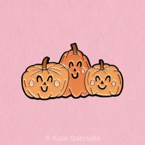 Pin de solapa esmaltado de Halloween otoñal con calabazas felices