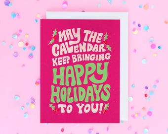Groovy retro inspired Holiday card