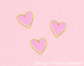 Mini pastel pink hearts enamel lapel pin set / Buy 3 Pins Get 1 Free with code PINSGALORE