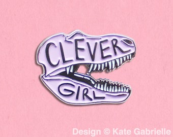 Purple Clever Girl Jurassic Park enamel lapel pin / Buy 3 Pins Get 1 Free with code PINSGALORE
