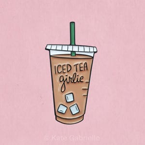 Iced tea girlie enamel lapel pin