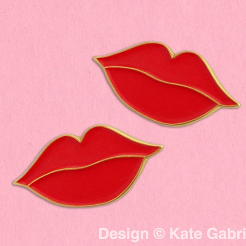 red lip collar clips enamel lapel pins / Buy 3 Pins Get 1 Free with code PINSGALORE