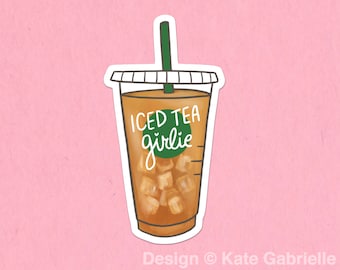 Iced tea girlie sticker / Buy 3 Stickers Get 1 Free with code FIDDLESTICKS