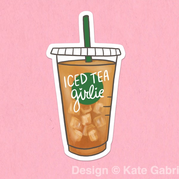 Iced tea girlie sticker / Buy 3 Stickers Get 1 Free with code FIDDLESTICKS