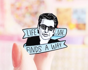 Life uh finds a way Jurassic Park enamel lapel pin - Choose blue or pink!