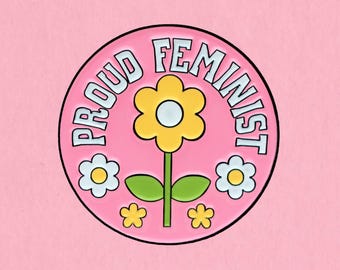 Proud feminist enamel lapel pin