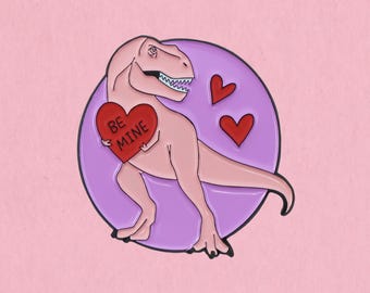 Épinglette en émail pour la Saint-Valentin avec dinosaure Be Mine