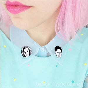 Mulder and Scully X-Files enamel lapel collar clip pin set
