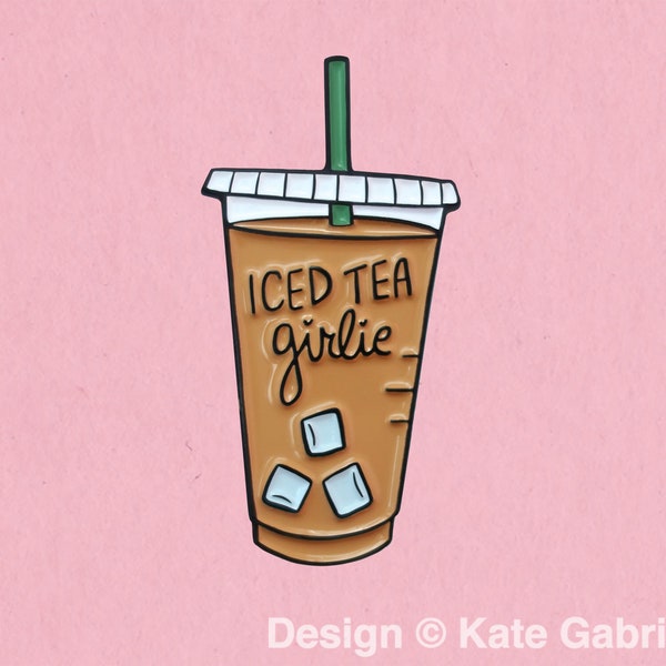 Iced tea girlie enamel lapel pin / Buy 3 Pins Get 1 Free with code PINSGALORE