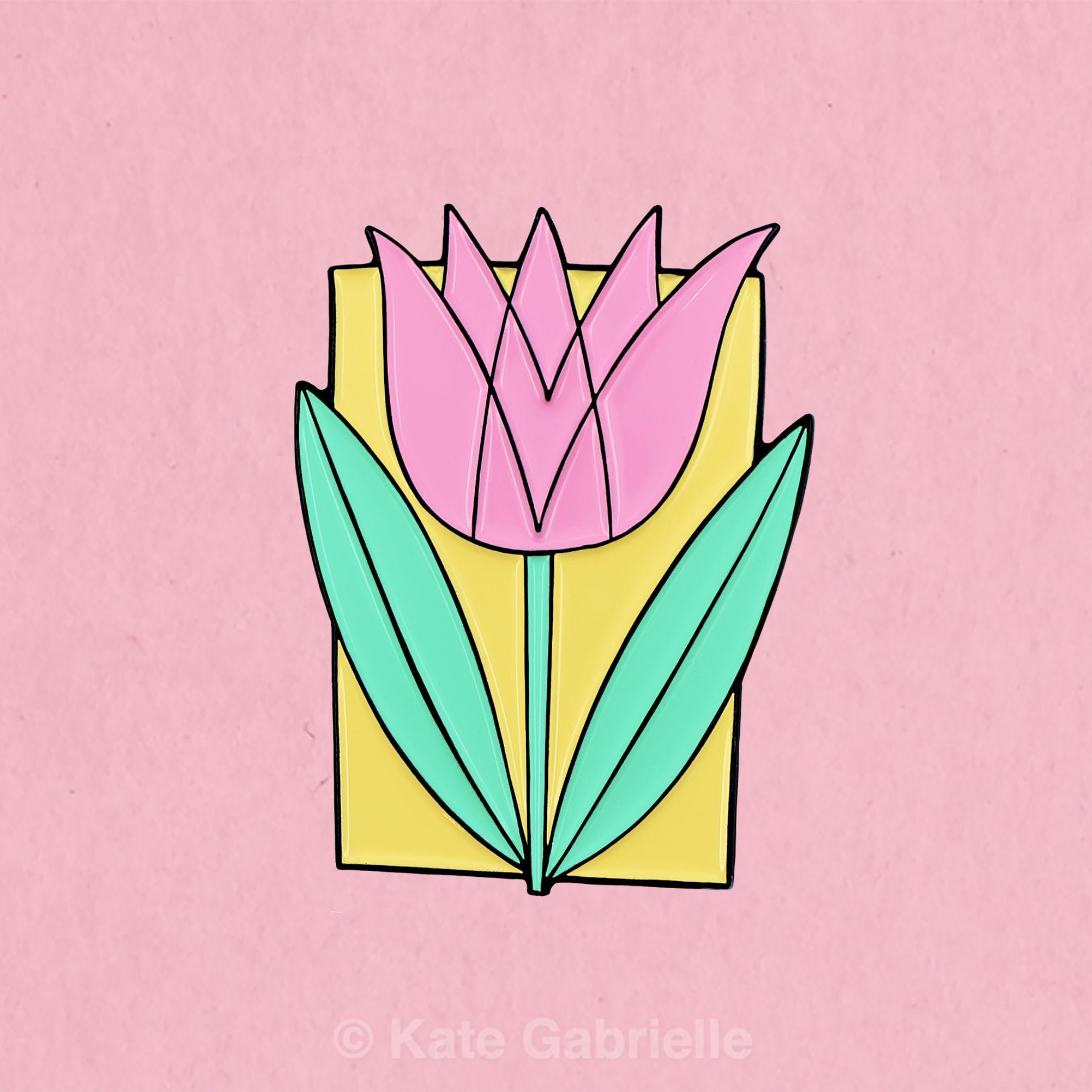 Retro tulip flower enamel lapel pin