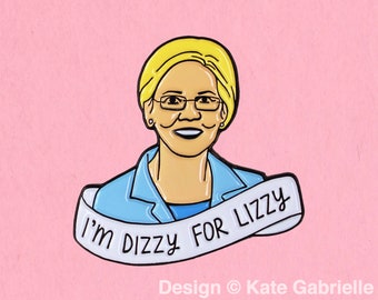 Dizzy for Lizzy Elizabeth Warren enamel lapel pin / Buy 3 Pins Get 1 Free with code PINSGALORE