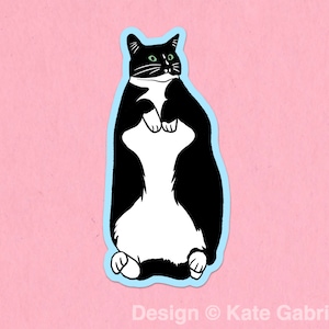 Black and white tuxedo cat sticker / Buy 3 Stickers Get 1 Free with code FIDDLESTICKS image 1