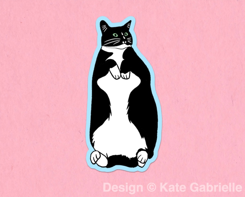 Black and white tuxedo cat sticker / Buy 3 Stickers Get 1 Free with code FIDDLESTICKS image 1