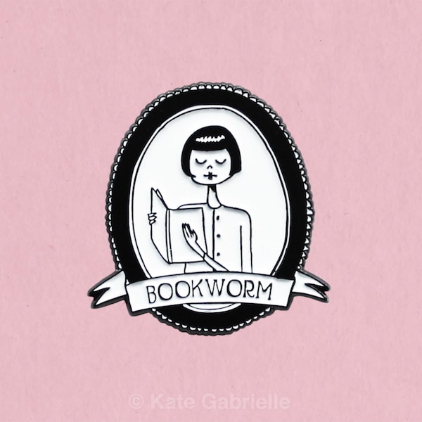 Emaille reversspeld boekenwurm