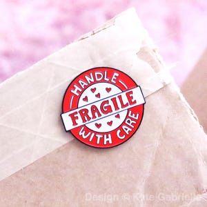 Fragile handle with care sensitive introvert enamel lapel pin