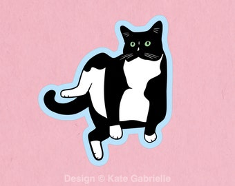 Black and white tuxedo cat sticker / Buy 3 Stickers Get 1 Free with code FIDDLESTICKS