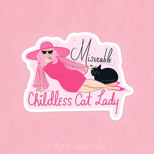 Sticker ellendige kinderloze kattendame