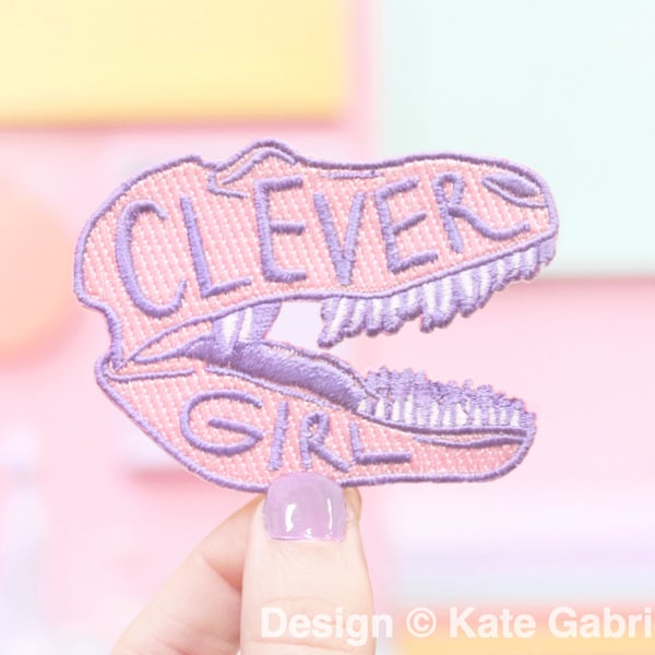 Cute Pink Dinosaur Personalized Iron-On Or Sew-On Patch For Girls - Custom Name Animal Patch