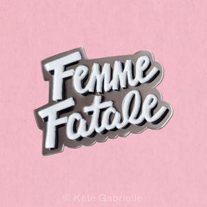 Femme fatale film noir enamel lapel pin