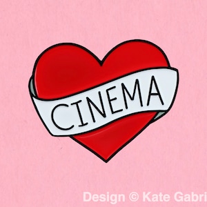 Cinema heart enamel lapel pin - classic movies pin / Buy 3 Pins Get 1 Free with code PINSGALORE