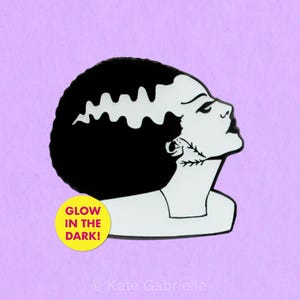 Bride of Frankenstein glow in the dark Halloween enamel lapel pin