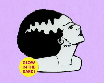 Bride of Frankenstein glow in the dark Halloween enamel lapel pin