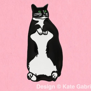 Tuxedo cat enamel lapel pin