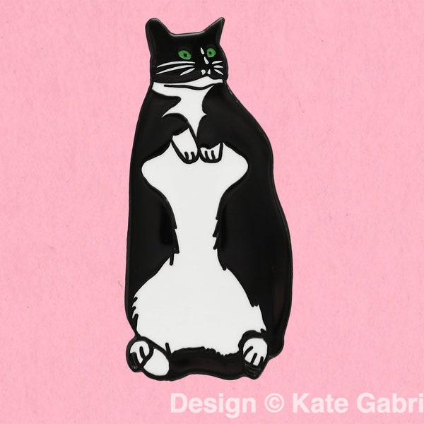 Tuxedo cat enamel lapel pin / Buy 3 Pins Get 1 Free with code PINSGALORE