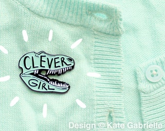 Clever Girl Jurassic Park enamel lapel pin / mint green / Buy 3 Pins Get 1 Free with code PINSGALORE